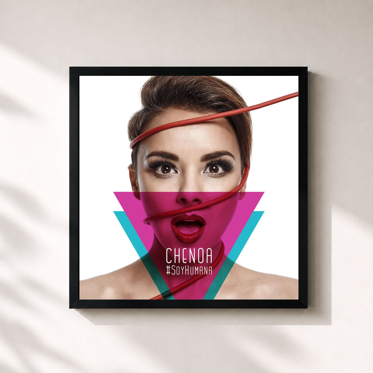#noir Tableau carré de l'album #SoyHumana de Chenoa, cadre noir 32x32 cm