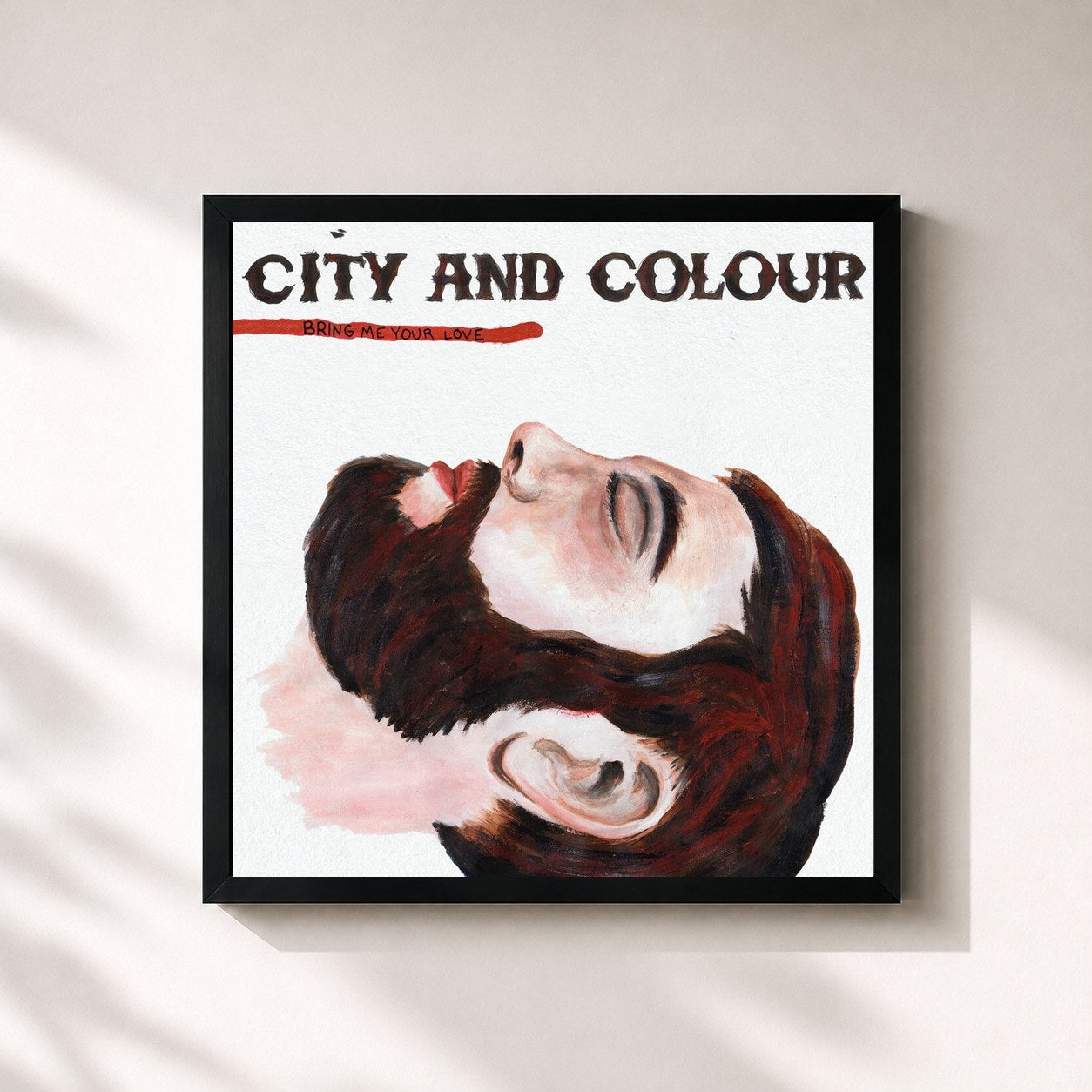 #noir Tableau carré de l'album Bring Me Your Love de City and Colour, cadre noir 32x32 cm