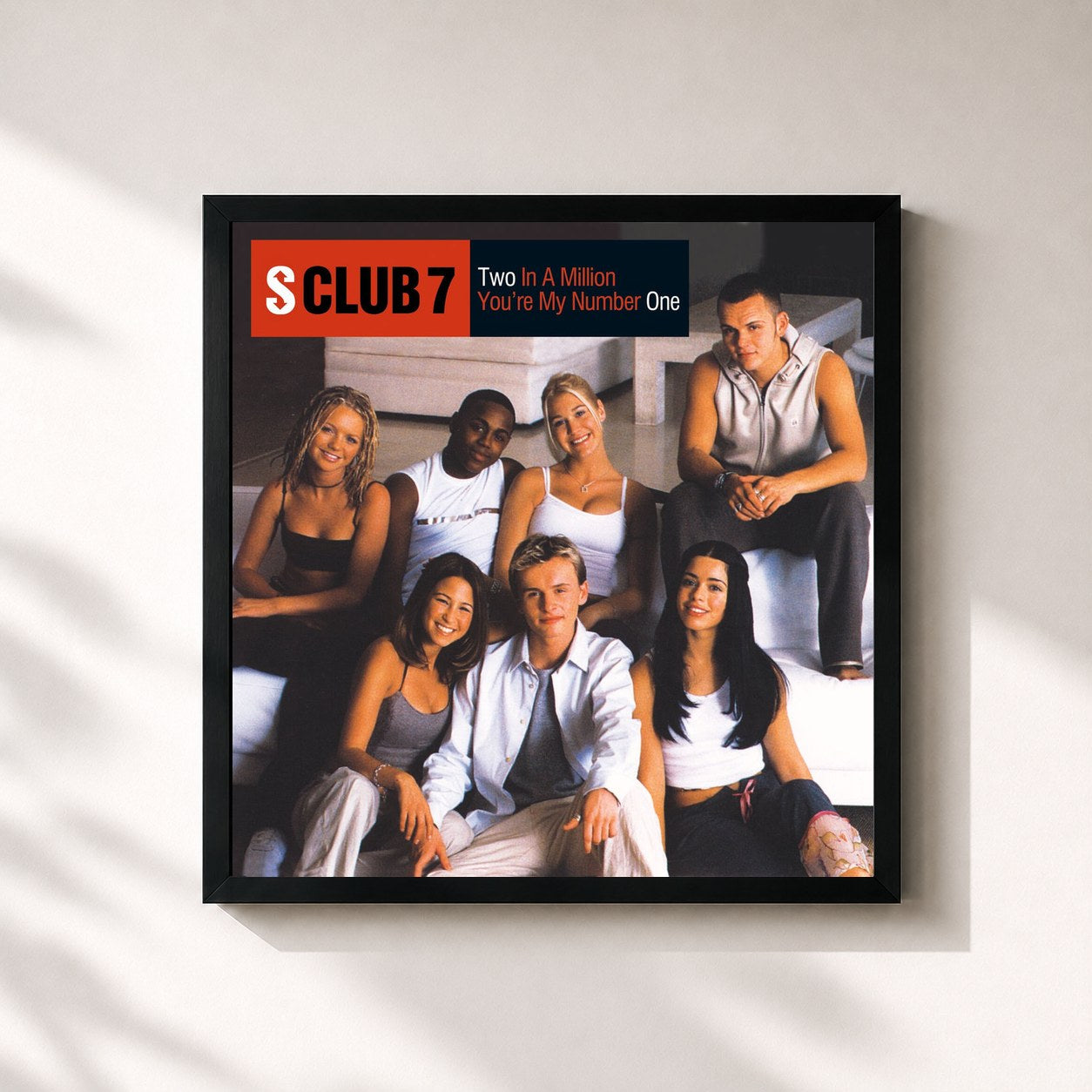 #noir Tableau carré de l'album Two In A Million / You’re My Number One de S Club, cadre noir 32x32 cm