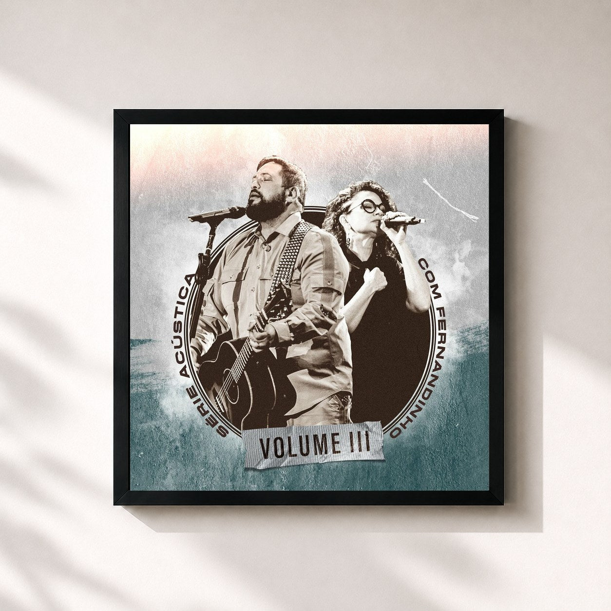 #noir Tableau carré de l'album Série Acústica Com Fernandinho, Vol. 3 (Acústico) de Fernandinho, cadre noir 32x32 cm