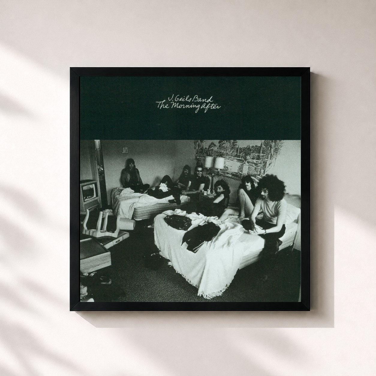 #noir Tableau carré de l'album The Morning After de The J. Geils Band, cadre noir 32x32 cm
