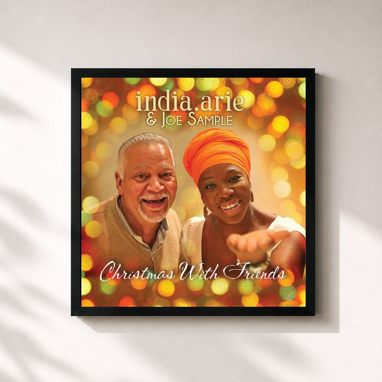 #noir Tableau carré de l'album Christmas With Friends de India.Arie, cadre noir 32x32 cm