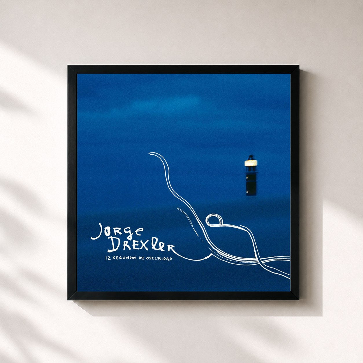 #noir Tableau carré de l'album 12 segundos de oscuridad de Jorge Drexler, cadre noir 32x32 cm