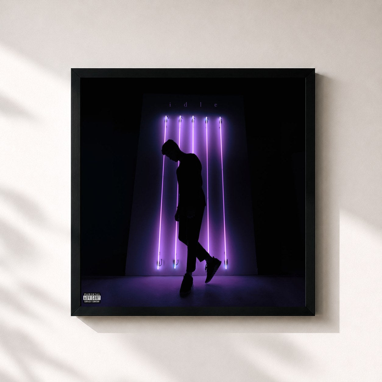 #noir Tableau carré de l'album idle de Jeremy Zucker, cadre noir 32x32 cm