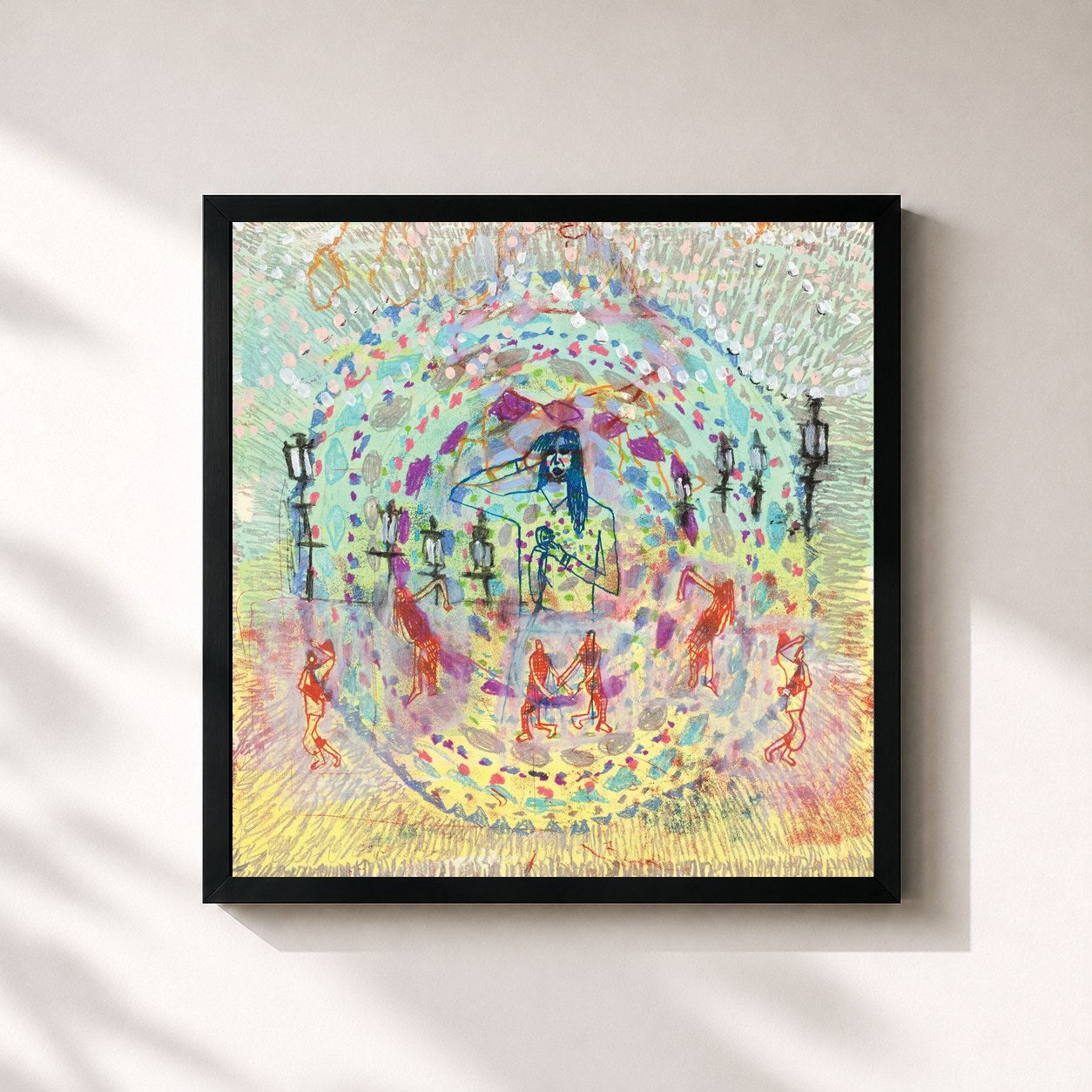 #noir Tableau carré de l'album Crazymad, For Me de Cmat, cadre noir 32x32 cm