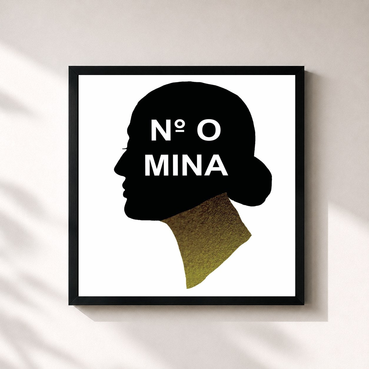 #noir Tableau carré de l'album No. O de Mina, cadre noir 32x32 cm
