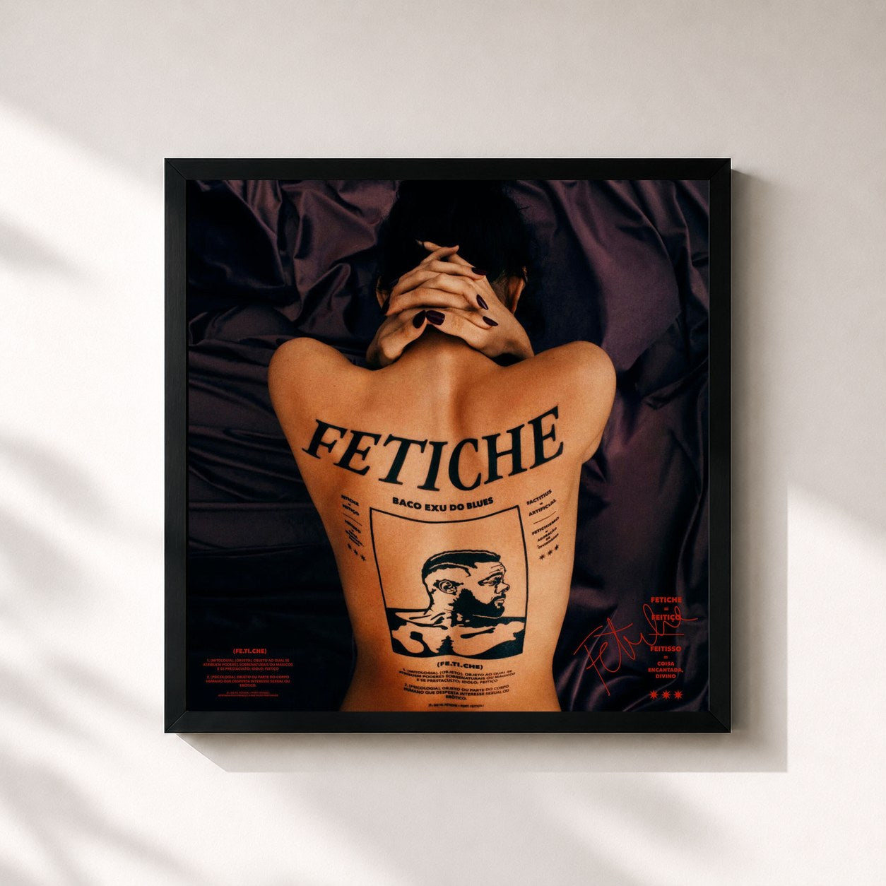 #noir Tableau carré de l'album FETICHE de Baco Exu do Blues, cadre noir 32x32 cm