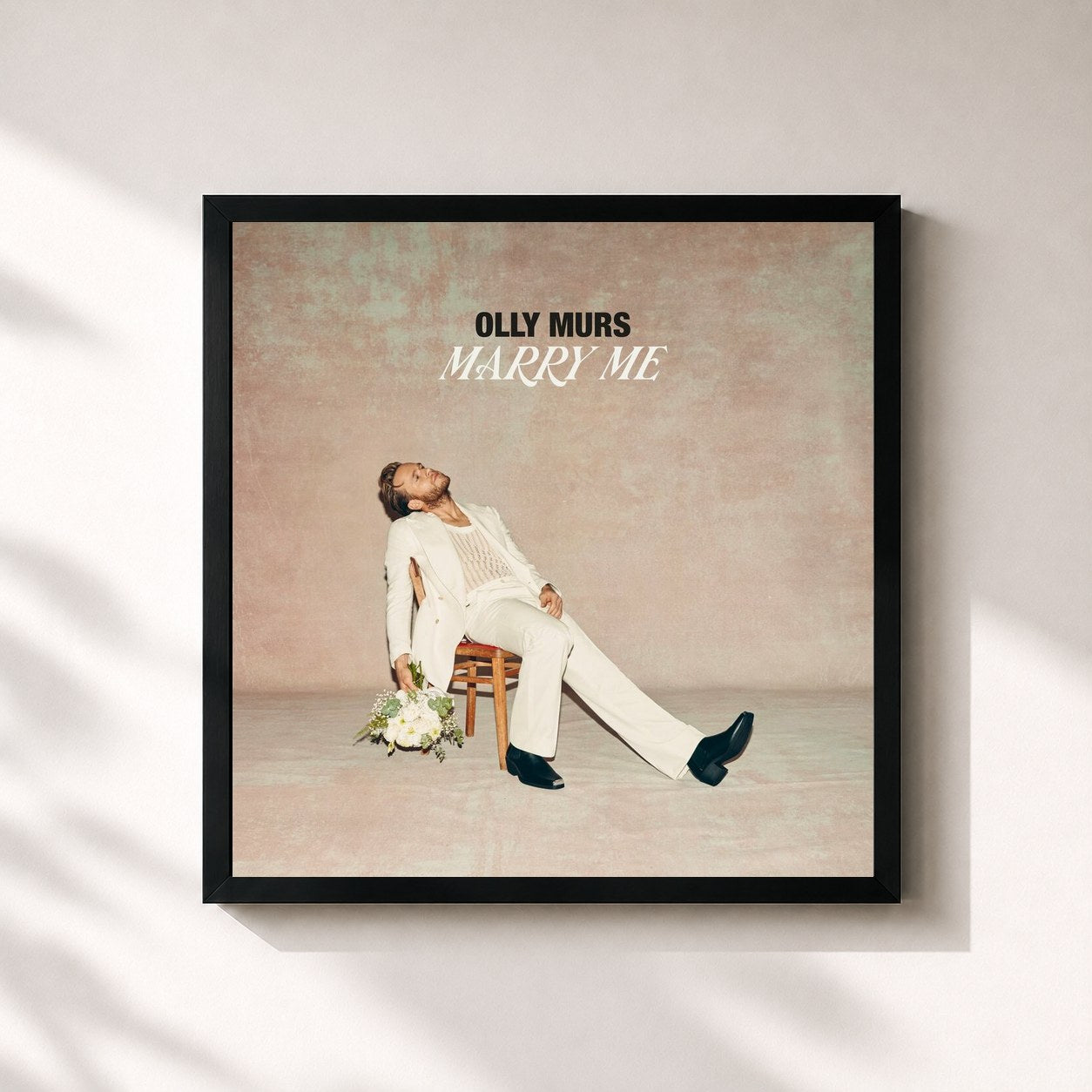 #noir Tableau carré de l'album Marry Me de Olly Murs, cadre noir 32x32 cm