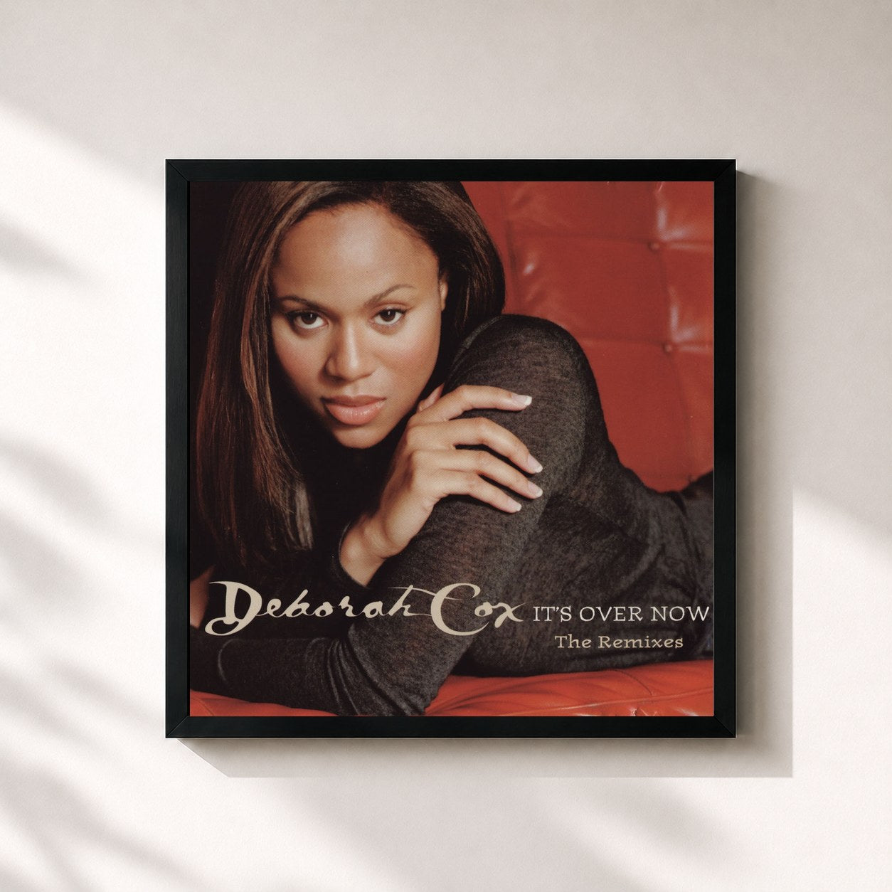 #noir Tableau carré de l'album Dance Vault Mixes - It's Over Now de Deborah Cox, cadre noir 32x32 cm