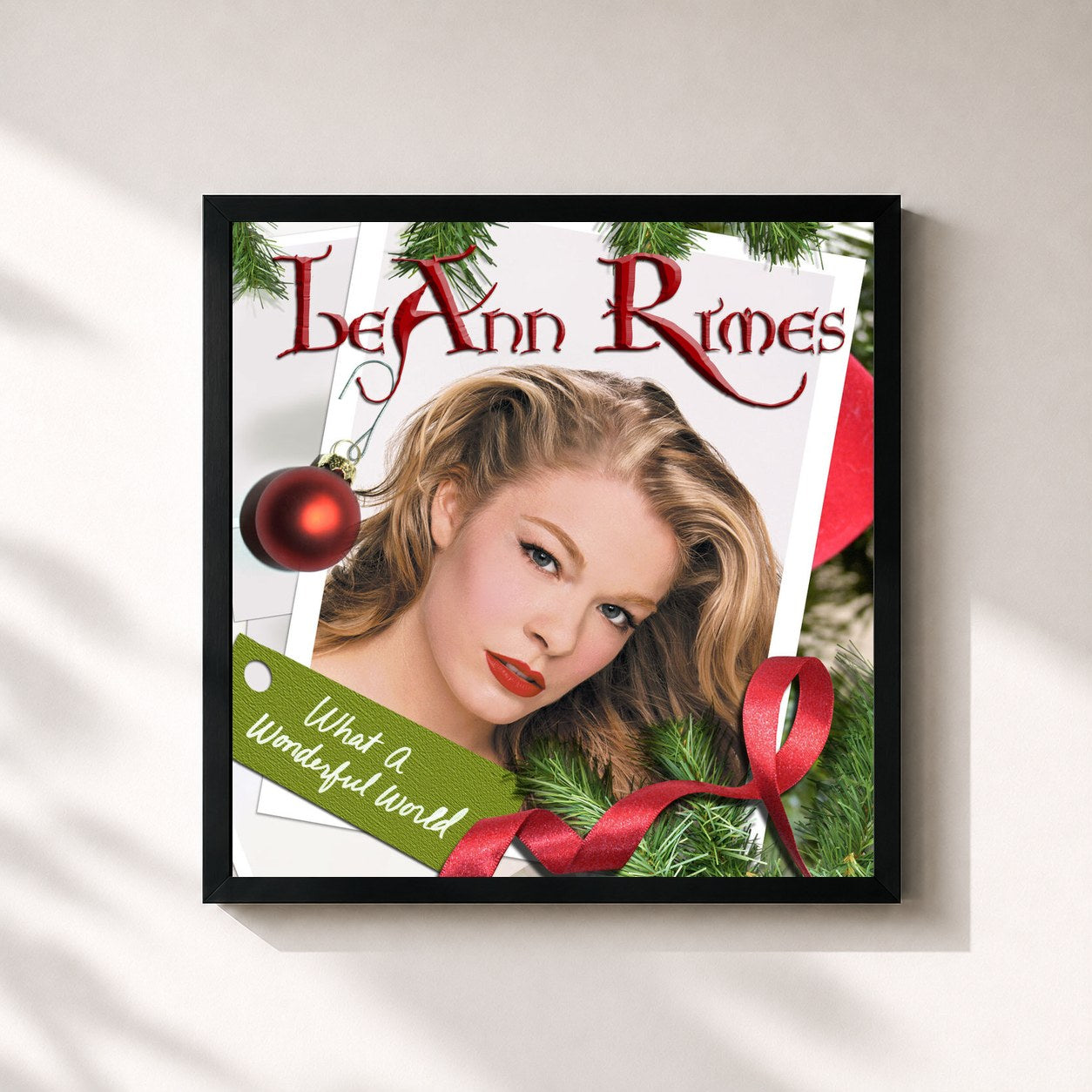 #noir Tableau carré de l'album What A Wonderful World de LeAnn Rimes, cadre noir 32x32 cm
