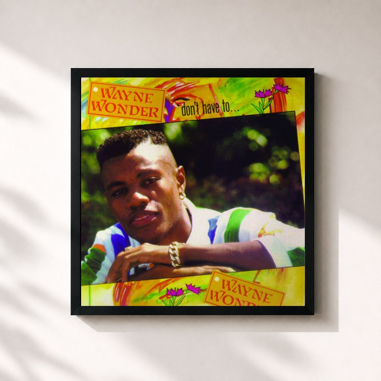 #noir Tableau carré de l'album Don't Have To de Wayne Wonder, cadre noir 32x32 cm