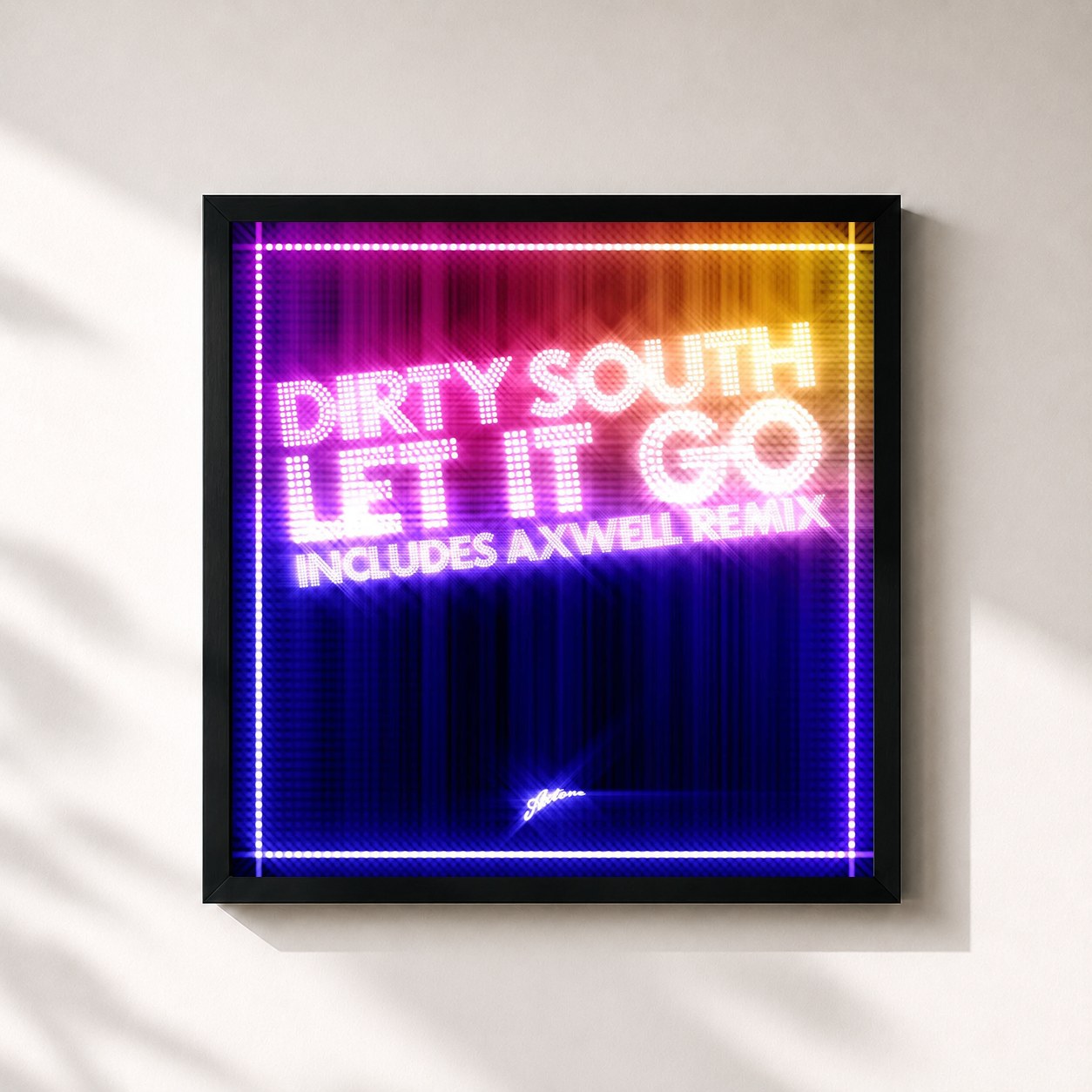 #noir Tableau carré de l'album Let It Go de Dirty South, cadre noir 32x32 cm
