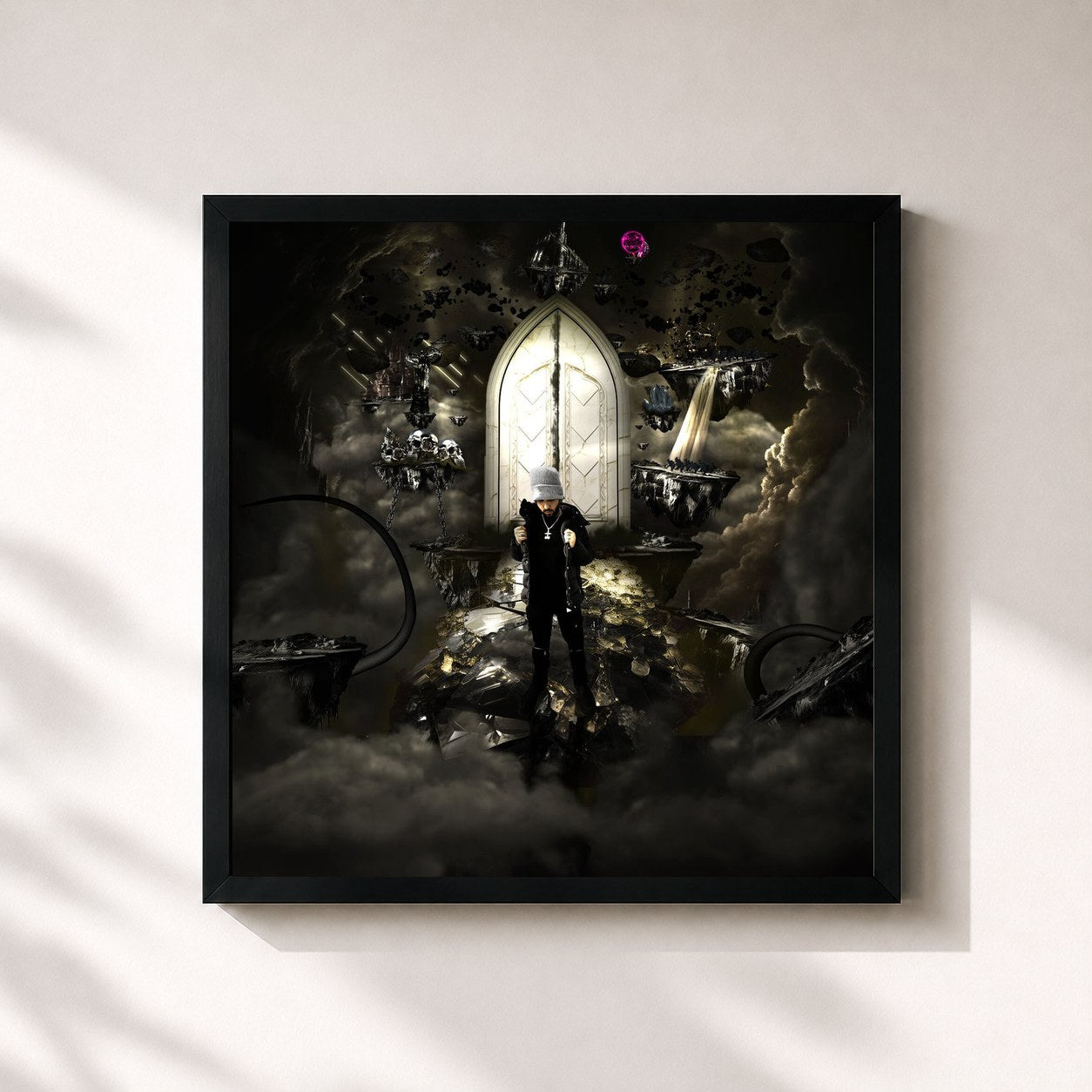 #noir Tableau carré de l'album DOOR TO DUSK de Odetari, cadre noir 32x32 cm