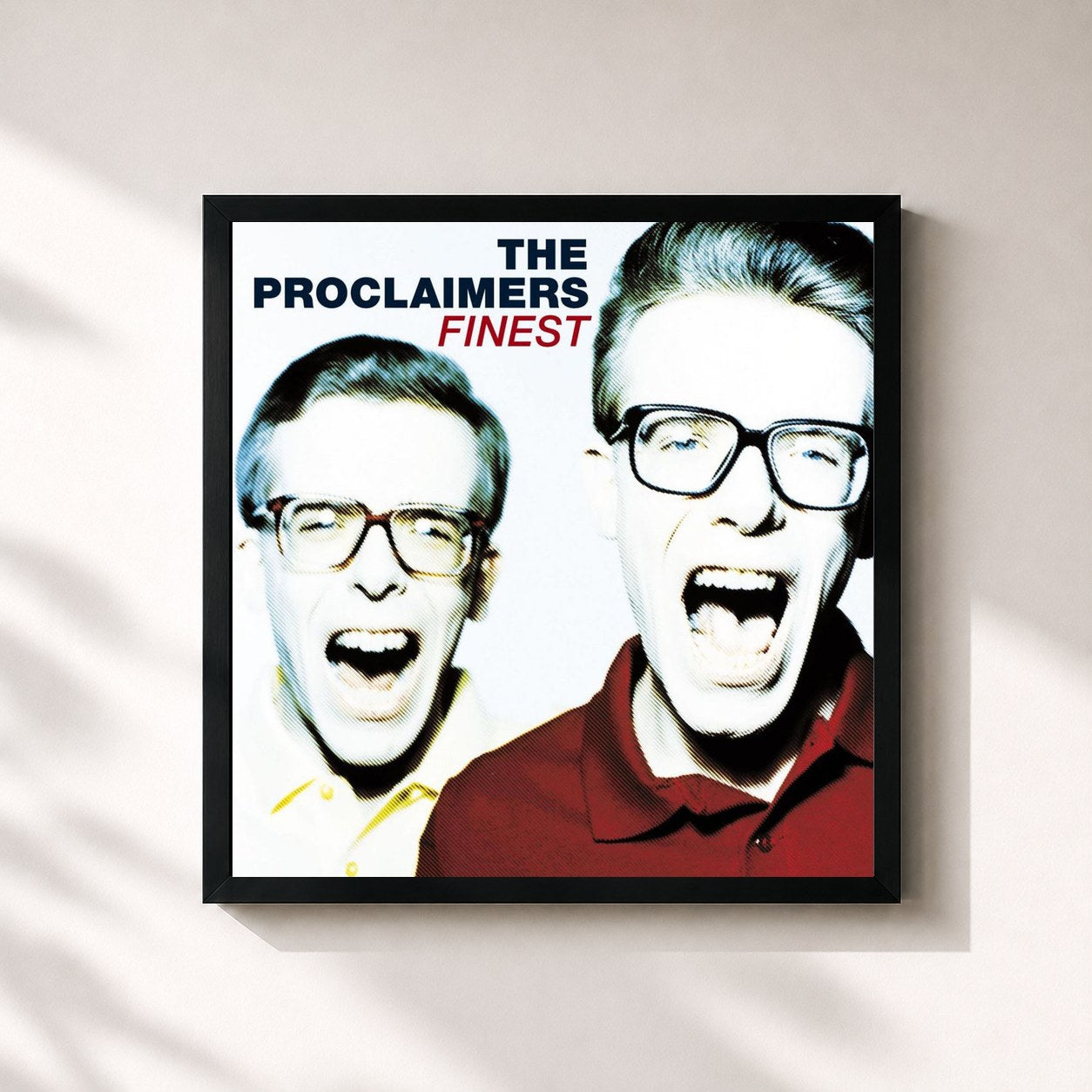 #noir Tableau carré de l'album Finest de The Proclaimers, cadre noir 32x32 cm
