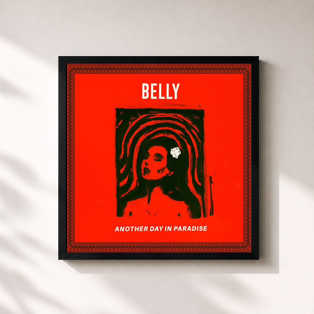 #noir Tableau carré de l'album Another Day In Paradise de Belly, cadre noir 32x32 cm