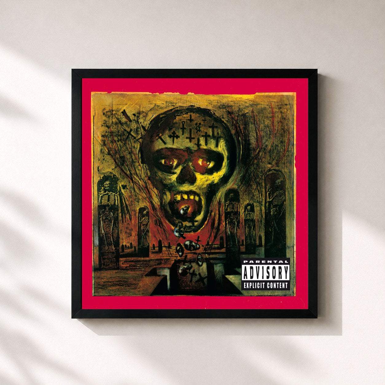 #noir Tableau carré de l'album Seasons In The Abyss de Slayer, cadre noir 32x32 cm