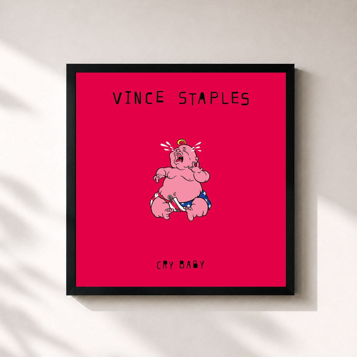 #noir Tableau carré de l'album Cry Baby de Vince Staples, cadre noir 32x32 cm