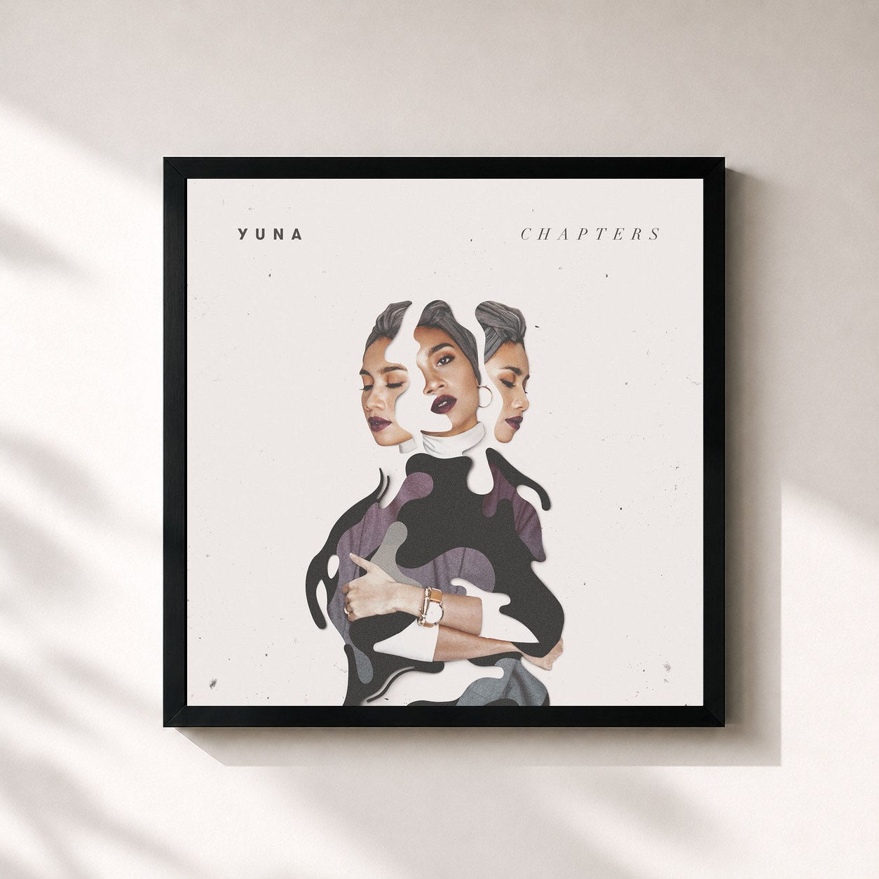 #noir Tableau carré de l'album Chapters (Deluxe) de Yuna, cadre noir 32x32 cm