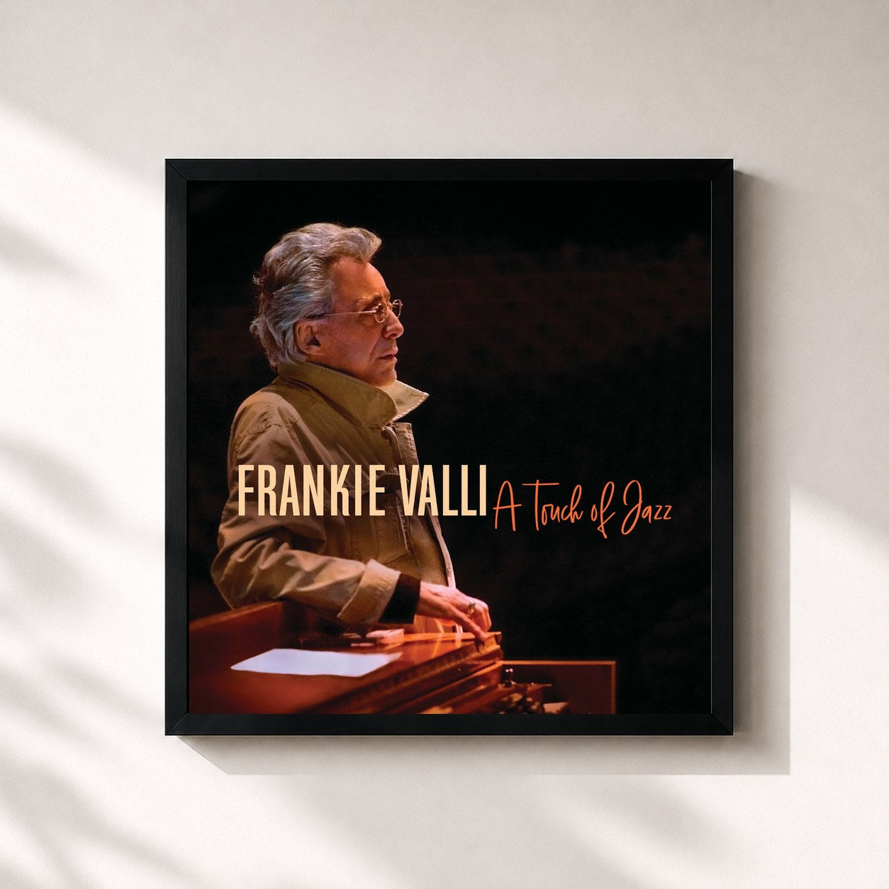 #noir Tableau carré de l'album A Touch Of Jazz de Frankie Valli, cadre noir 32x32 cm