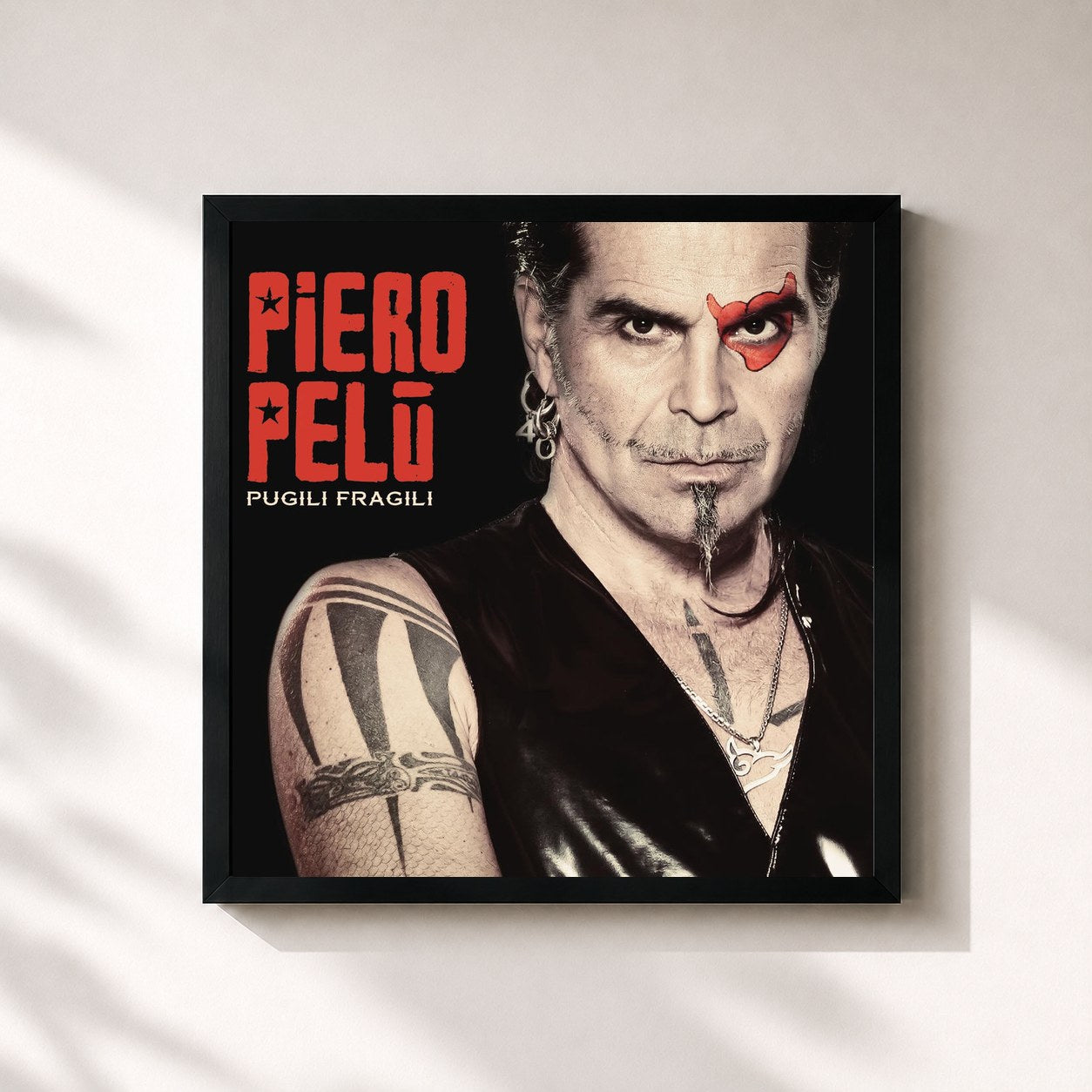 #noir Tableau carré de l'album Pugili fragili de Piero Pelù, cadre noir 32x32 cm