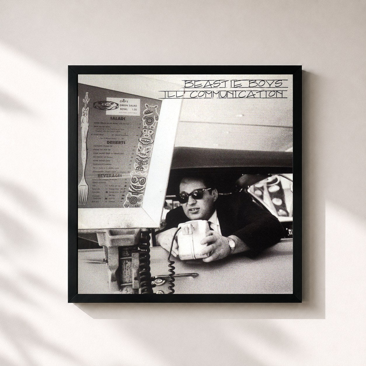 #noir Tableau carré de l'album Ill Communication de Beastie Boys, cadre noir 32x32 cm