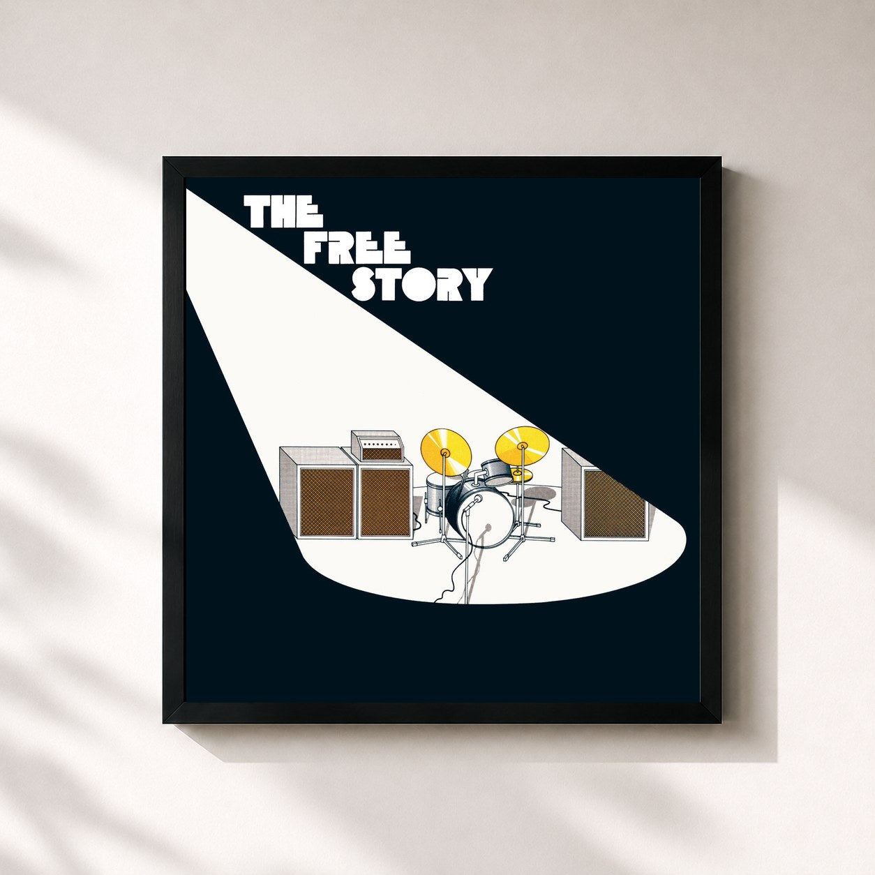 #noir Tableau carré de l'album The Free Story de Free, cadre noir 32x32 cm