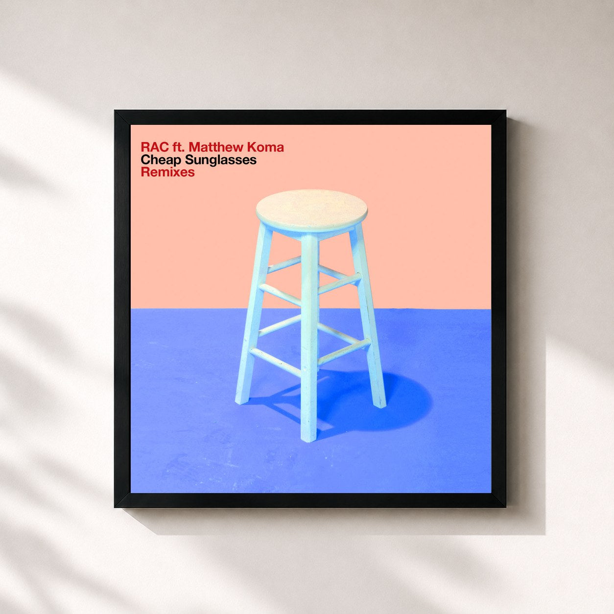 #noir Tableau carré de l'album Cheap Sunglasses (Remixes) de RAC, cadre noir 32x32 cm