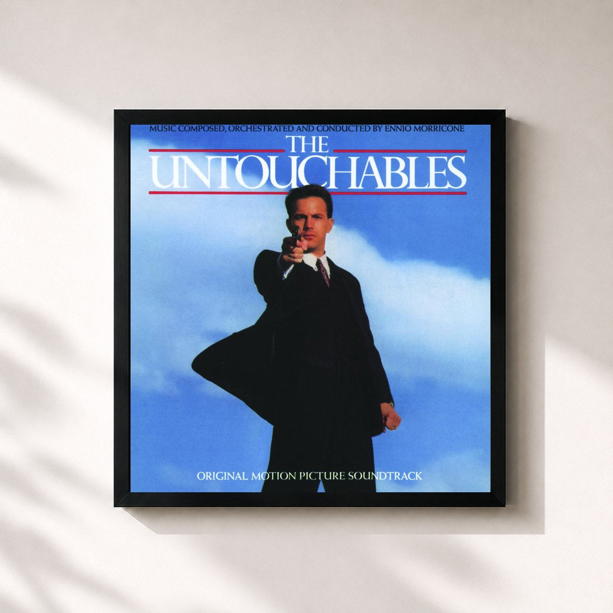 #noir Tableau carré de l'album The Untouchables de Ennio Morricone, cadre noir 32x32 cm
