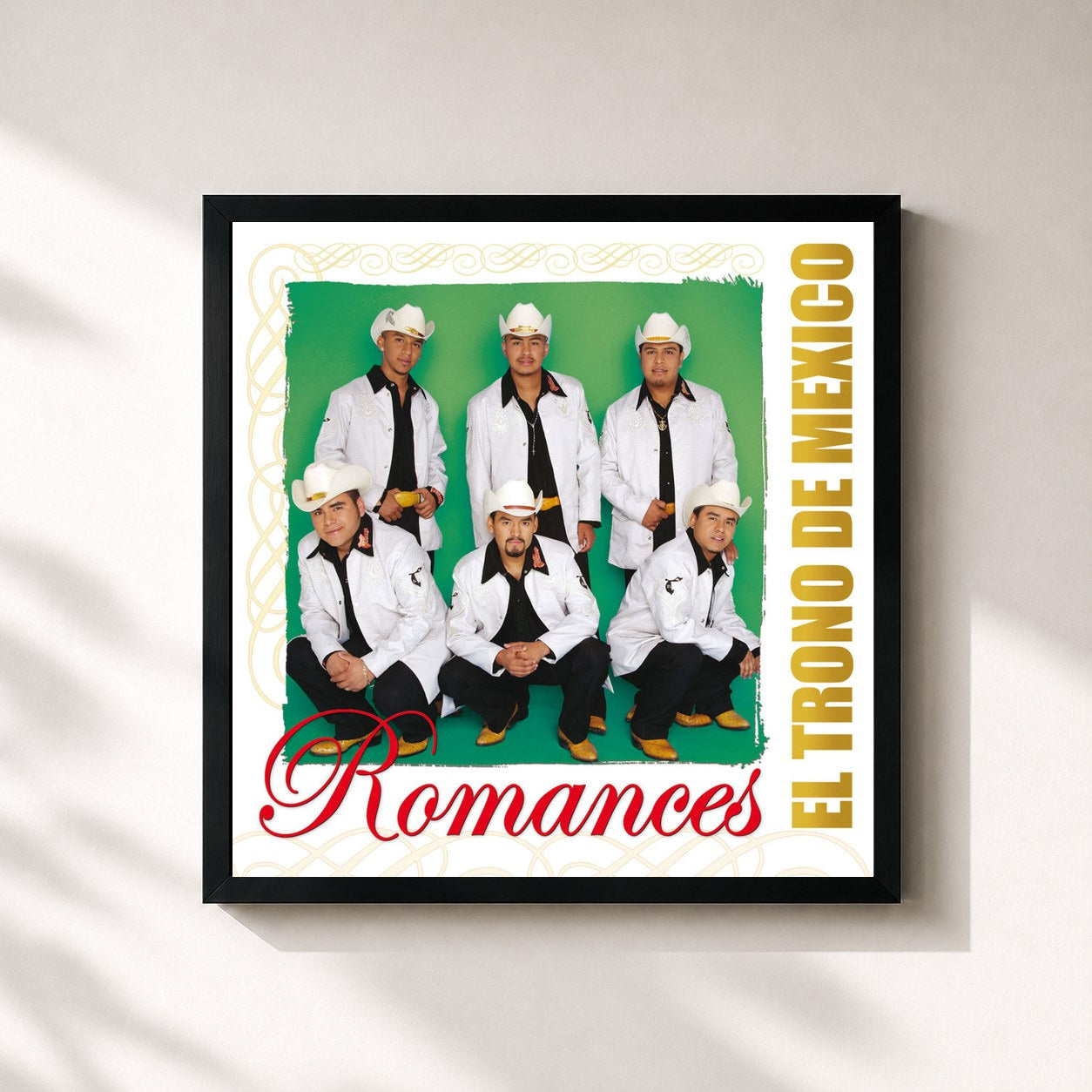 #noir Tableau carré de l'album Romances de El Trono de Mexico, cadre noir 32x32 cm