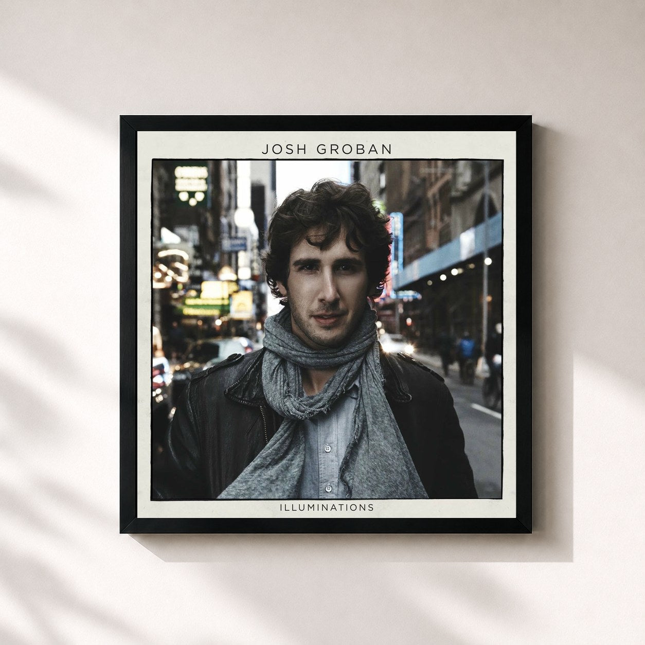 #noir Tableau carré de l'album Illuminations de Josh Groban, cadre noir 32x32 cm