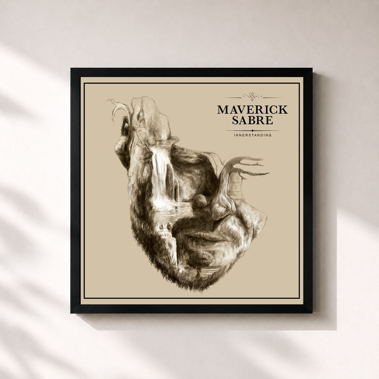 #noir Tableau carré de l'album Innerstanding de Maverick Sabre, cadre noir 32x32 cm