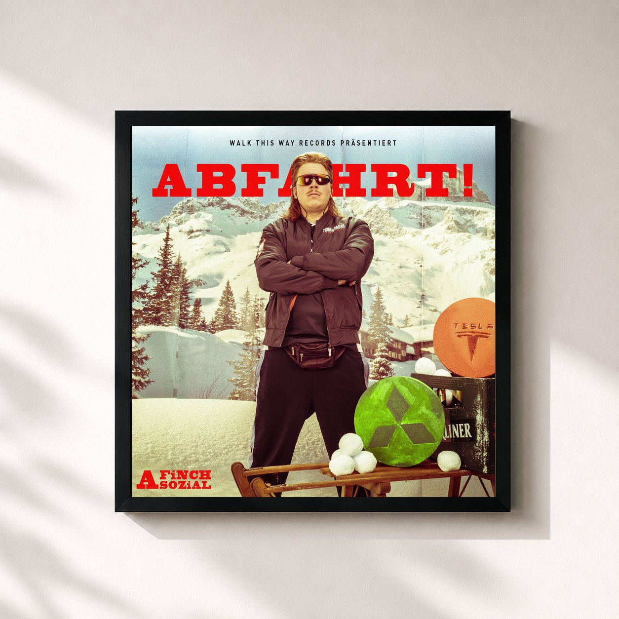 #noir Tableau carré de l'album Abfahrt! de FiNCH, cadre noir 32x32 cm