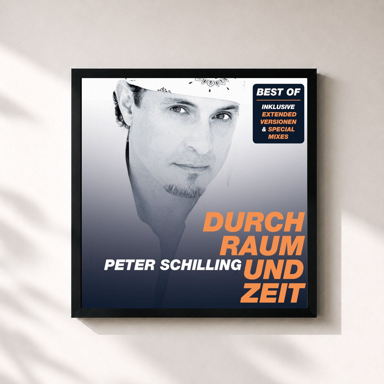 #noir Tableau carré de l'album Durch Raum und Zeit de Peter Schilling, cadre noir 32x32 cm