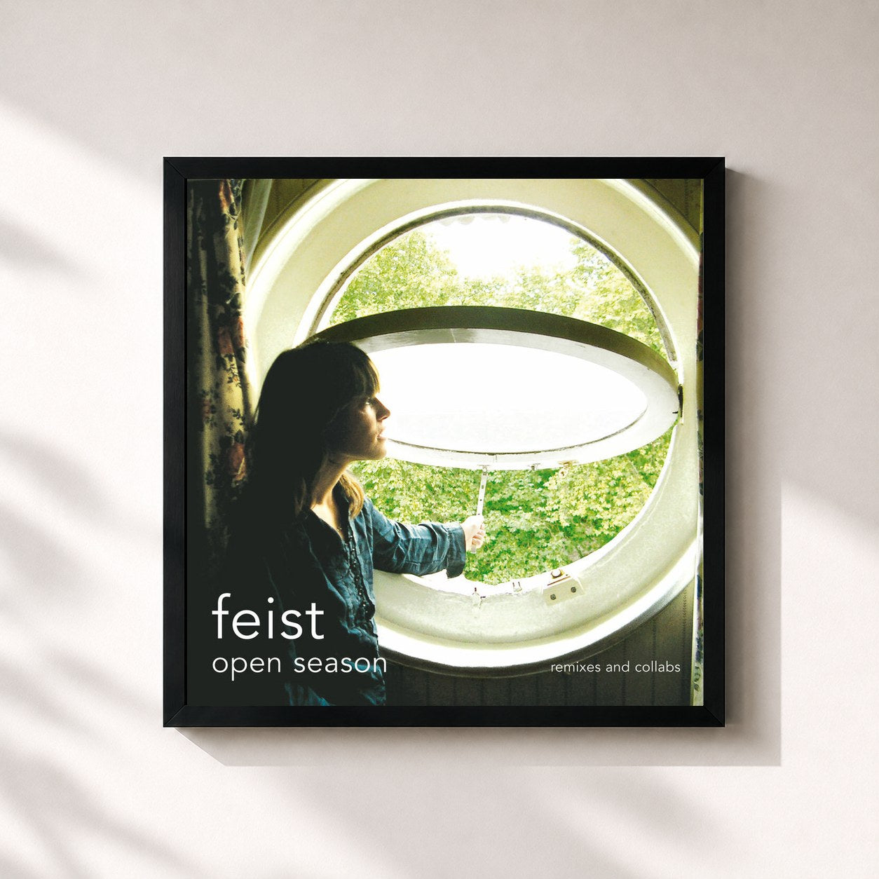 #noir Tableau carré de l'album Open Season de Feist, cadre noir 32x32 cm