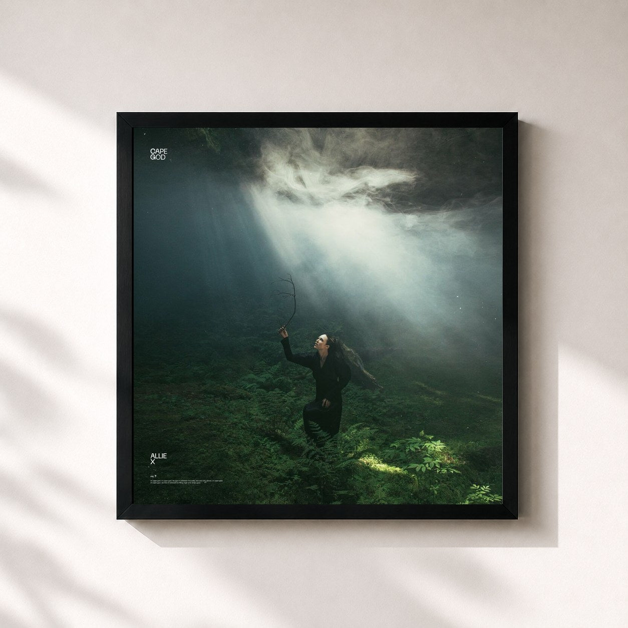 #noir Tableau carré de l'album Cape God de Allie X, cadre noir 32x32 cm