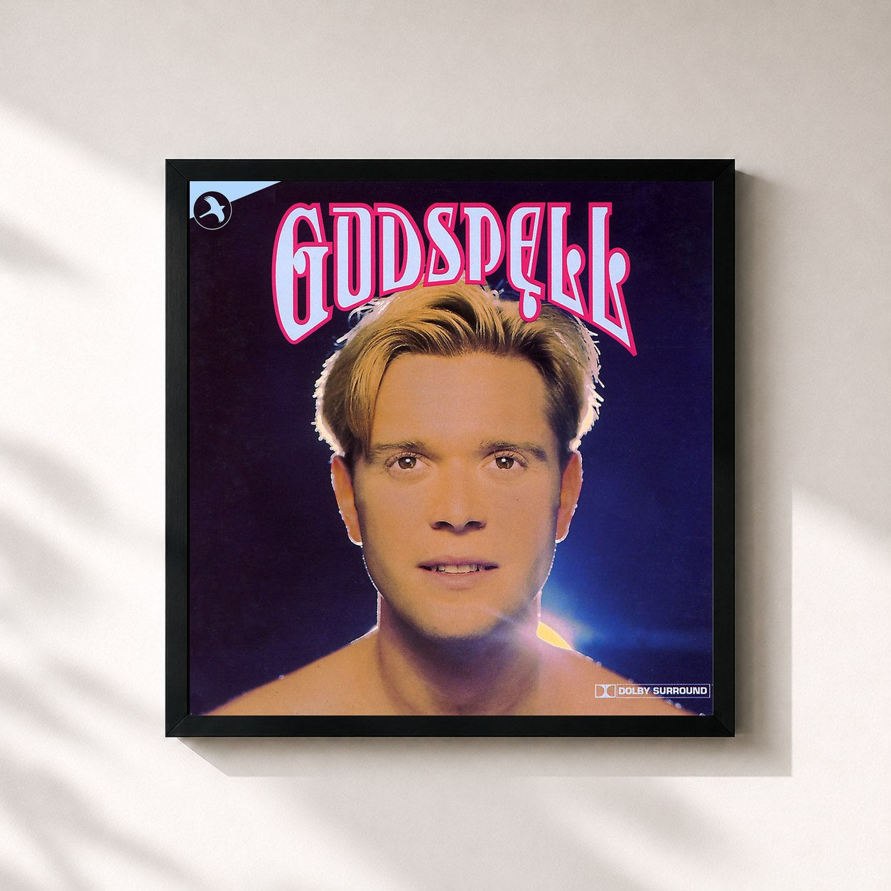 #noir Tableau carré de l'album Godspell (All Star Studio Cast) de Stephen Schwartz, cadre noir 32x32 cm