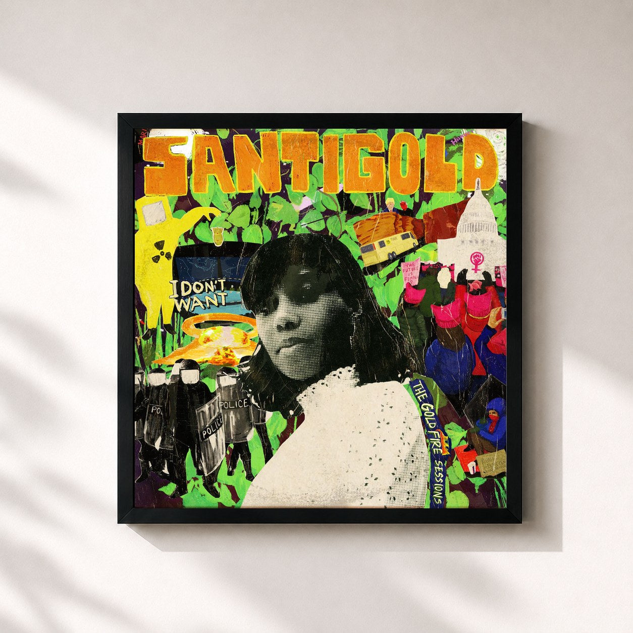 #noir Tableau carré de l'album I Don't Want: The Gold Fire Sessions de Santigold, cadre noir 32x32 cm