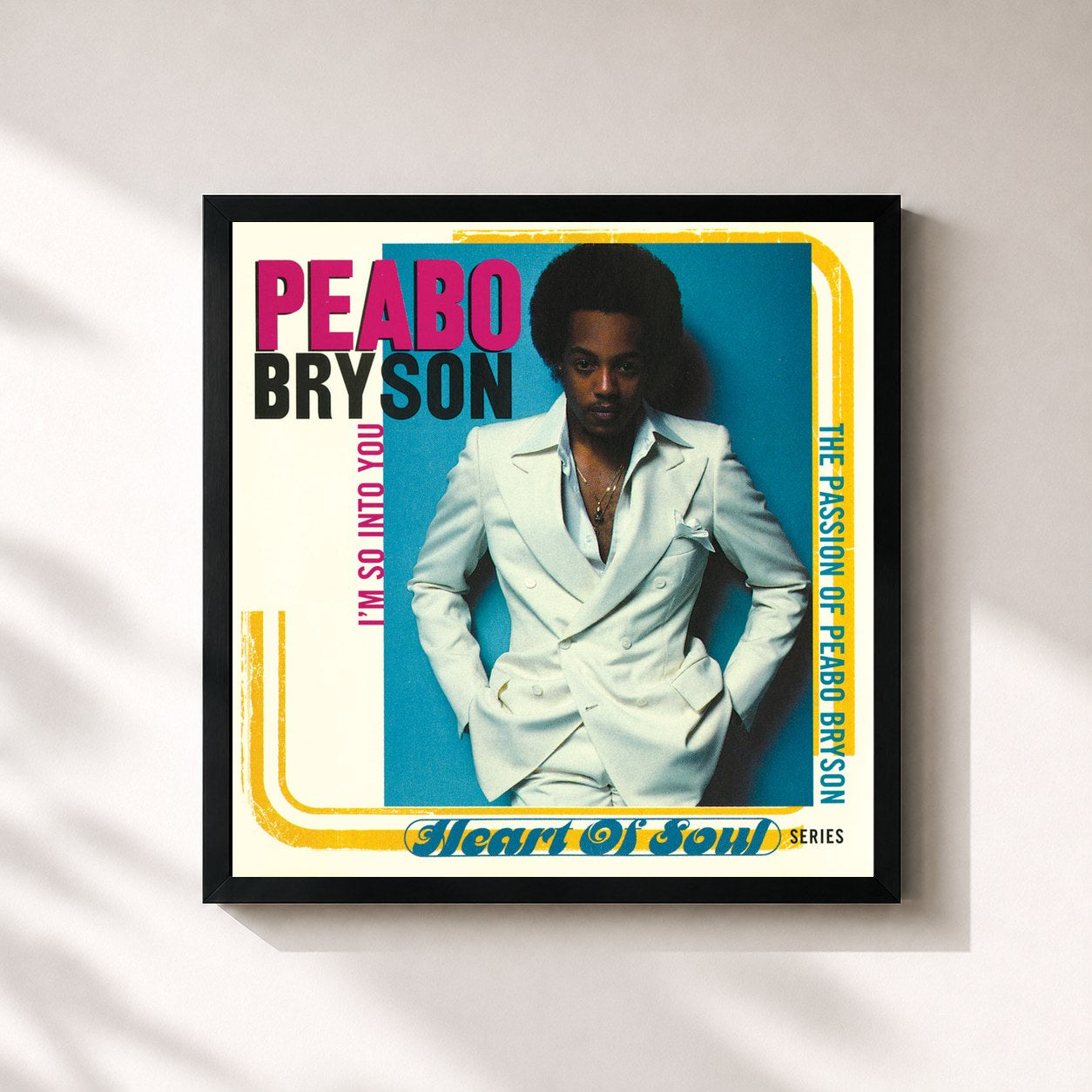 #noir Tableau carré de l'album I'm So Into You (The Passion Of Peabo Bryson) de Peabo Bryson, cadre noir 32x32 cm