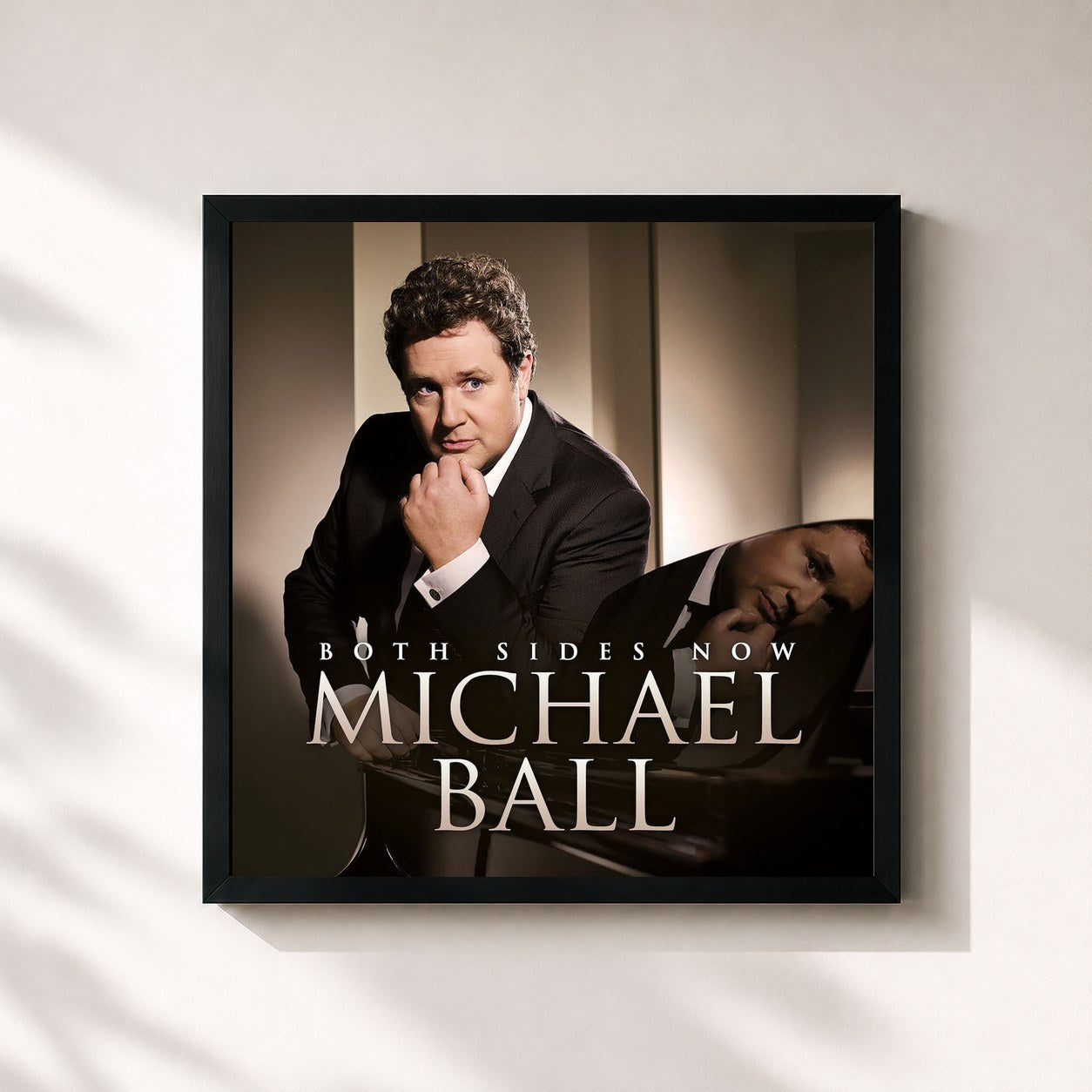 #noir Tableau carré de l'album Both Sides Now de Michael Ball, cadre noir 32x32 cm