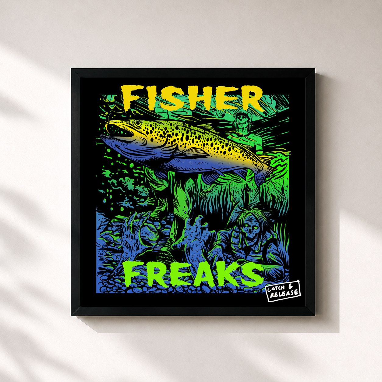 #noir Tableau carré de l'album Freaks (EP) de Fisher, cadre noir 32x32 cm