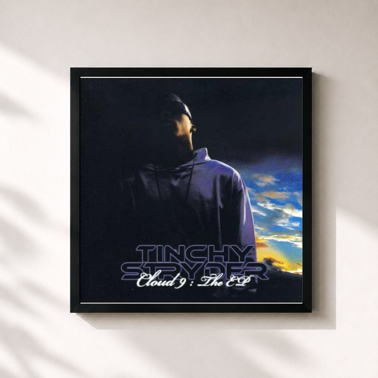 #noir Tableau carré de l'album Cloud 9 EP de Tinchy Stryder, cadre noir 32x32 cm
