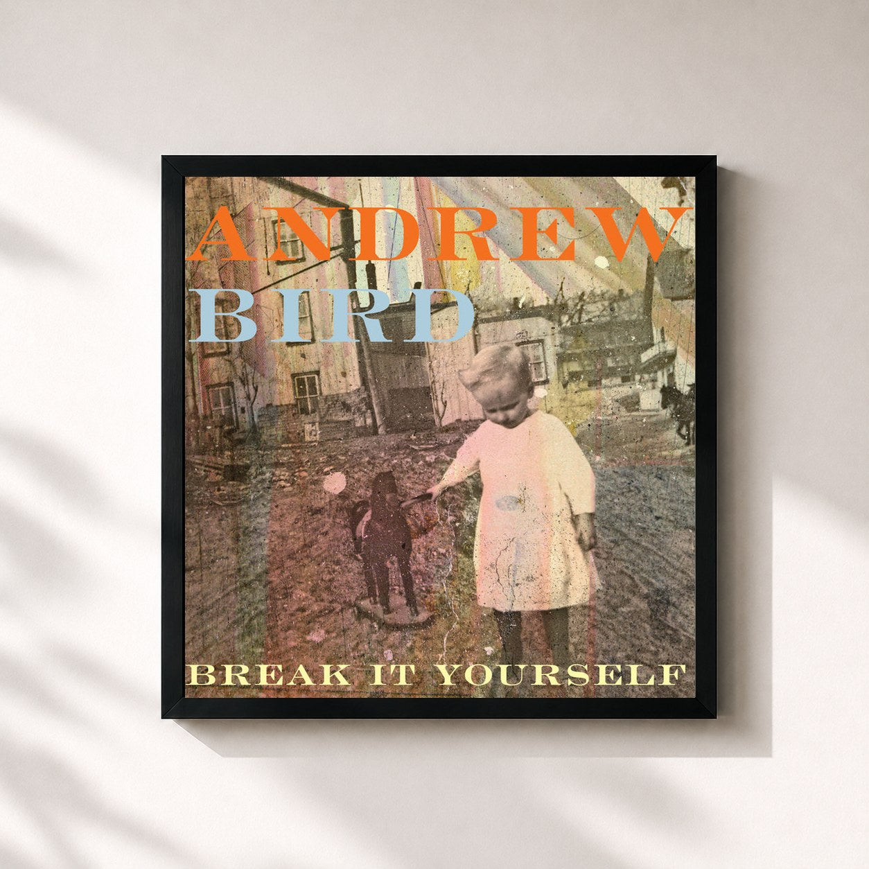 #noir Tableau carré de l'album Break It Yourself de Andrew Bird, cadre noir 32x32 cm