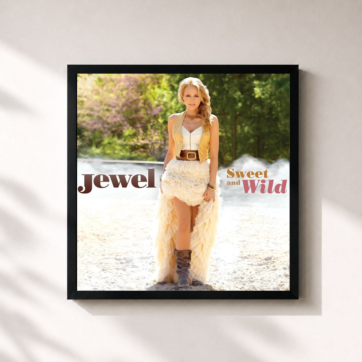 #noir Tableau carré de l'album Sweet And Wild de Jewel, cadre noir 32x32 cm