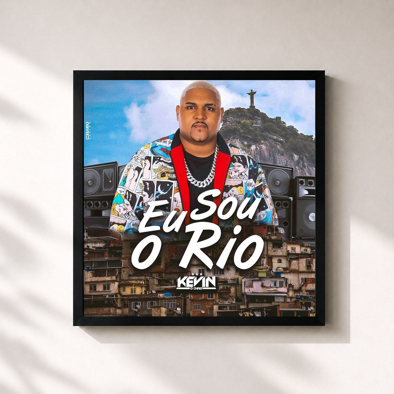 #noir Tableau carré de l'album Eu Sou o Rio de MC Kevin o Chris, cadre noir 32x32 cm