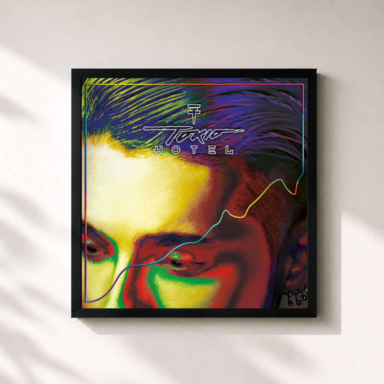#noir Tableau carré de l'album Kings Of Suburbia de Tokio Hotel, cadre noir 32x32 cm