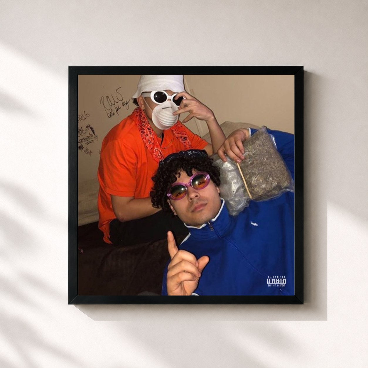 #noir Tableau carré de l'album Southside Steppin de that mexican ot, cadre noir 32x32 cm