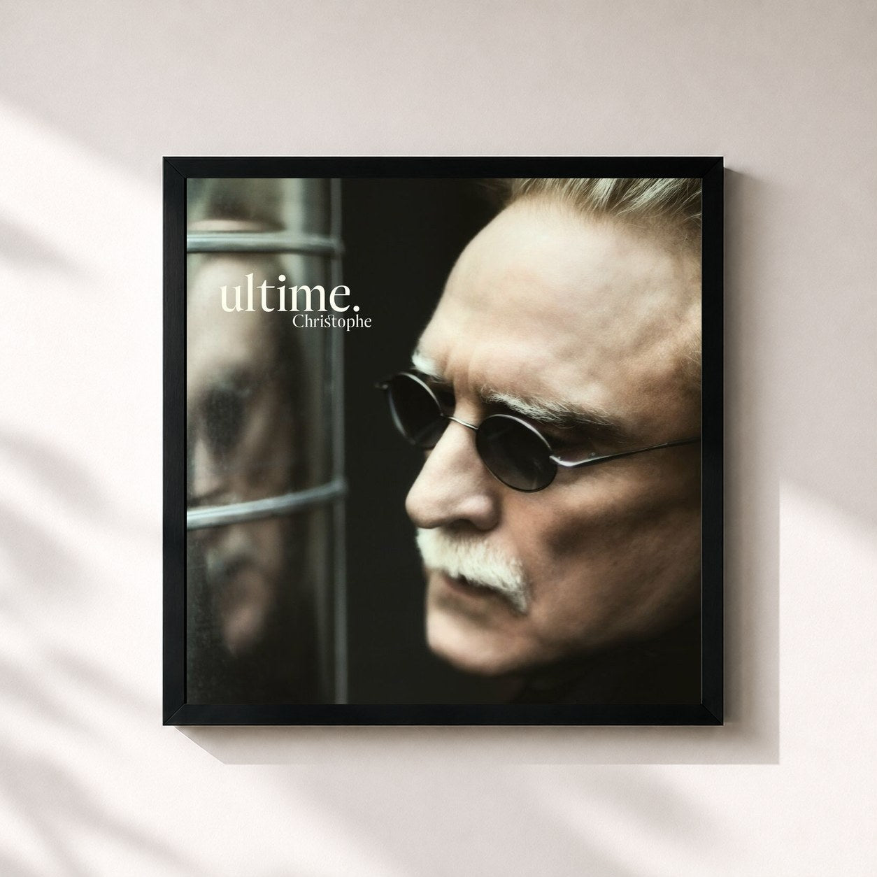 #noir Tableau carré de l'album Ultime de Christophe, cadre noir 32x32 cm