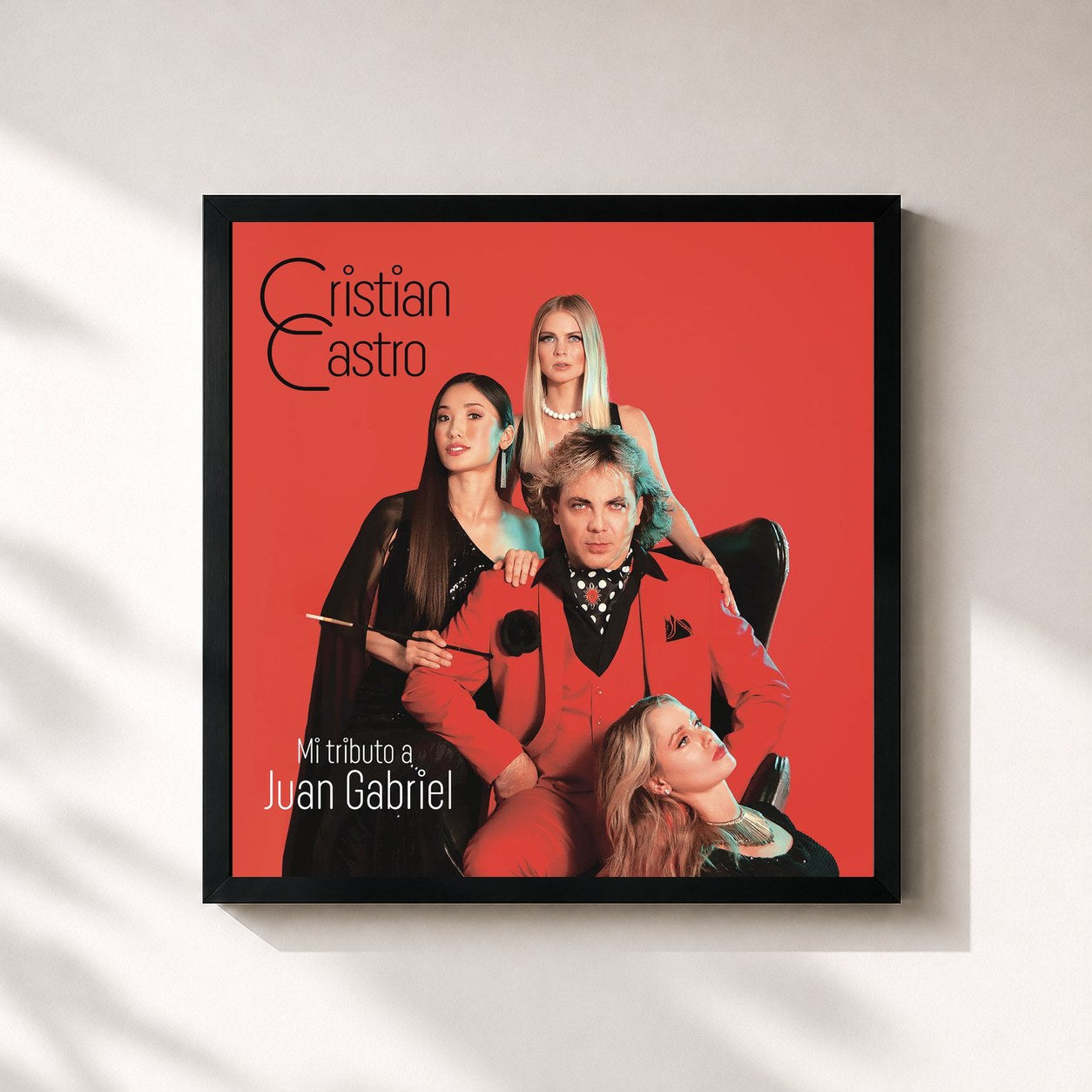 #noir Tableau carré de l'album Mi Tributo a Juan Gabriel de Cristian Castro, cadre noir 32x32 cm