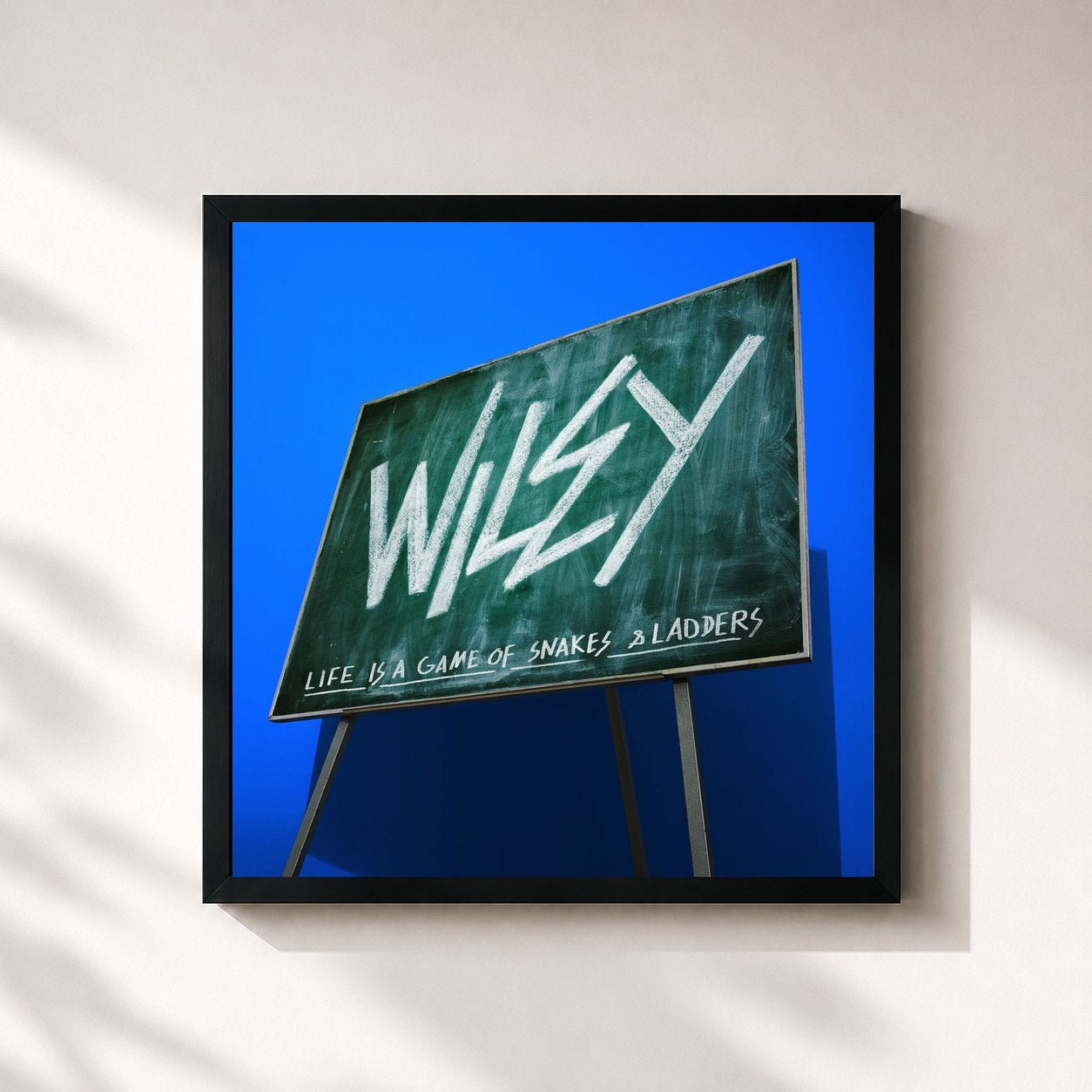 #noir Tableau carré de l'album Snakes & Ladders de Wiley, cadre noir 32x32 cm