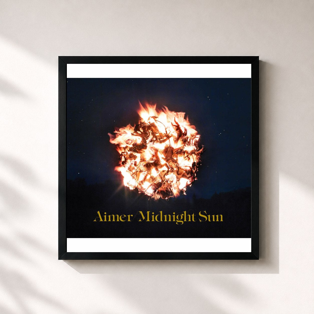 #noir Tableau carré de l'album Midnight Sun de Aimer, cadre noir 32x32 cm